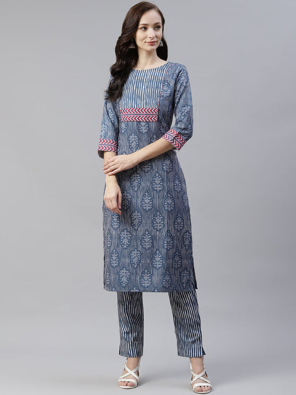 Women Blue Rayon Printed Kurta by Ziyaa (1 Pc Set)