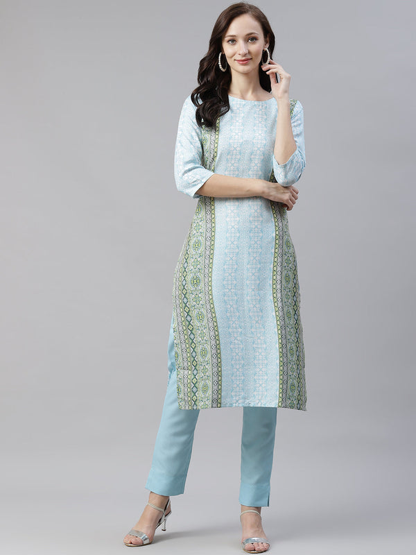 Women Sky Blue Rayon Kurta by Ziyaa (1 Pc Set)