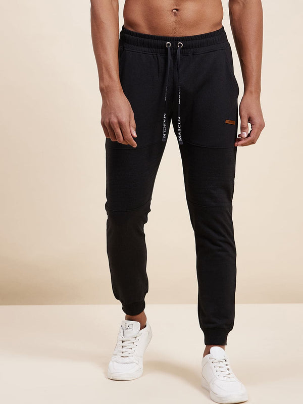 Men's Black Relax Fit Stitch Detail Joggers - LYUSH-MASCLN