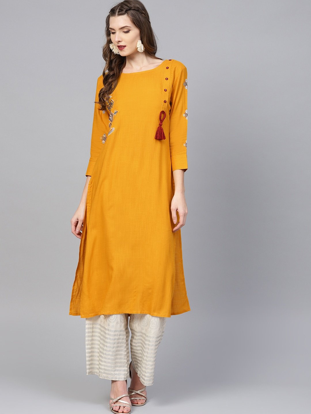 Women's Mustard Yellow Solid Kurta - Yufta