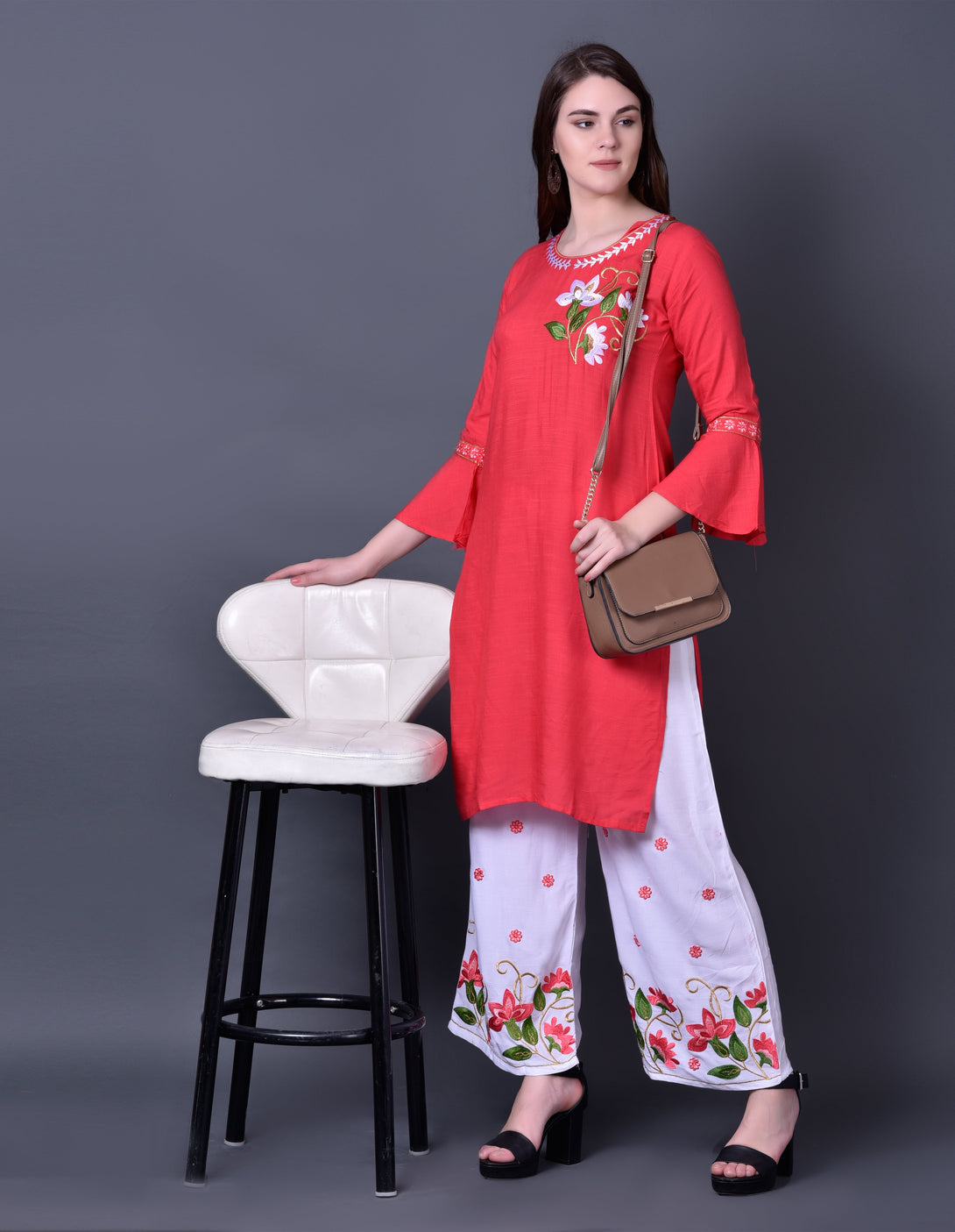 Women's Pink Rayon Kurta And Sharara Set - Noz2Toz