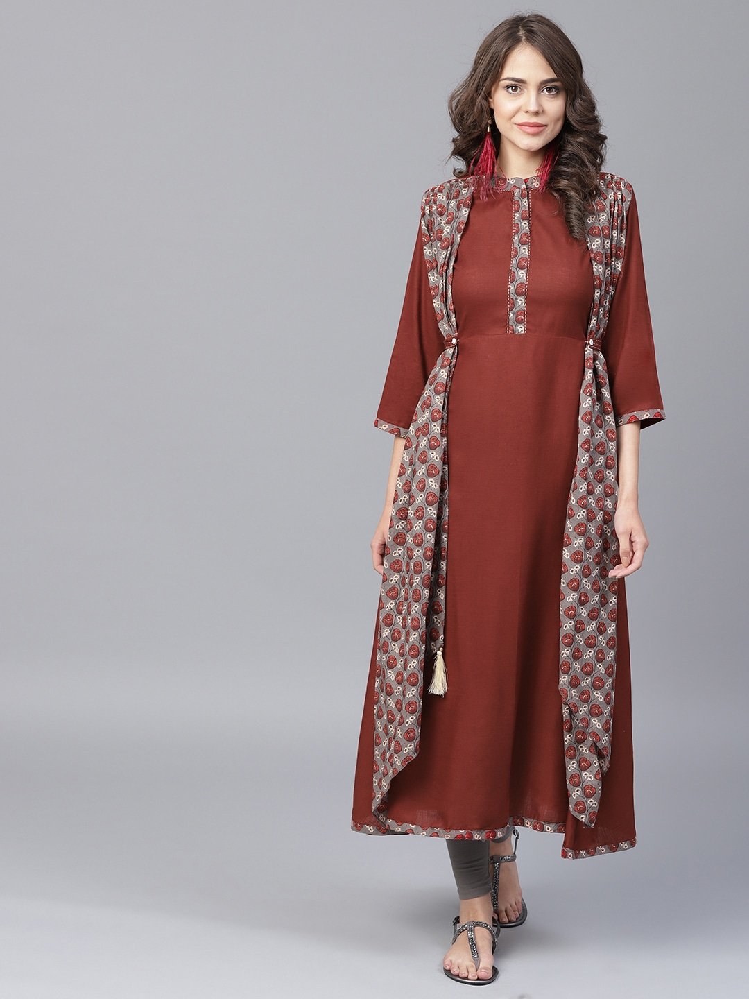 Women's Rust A-Line Kurta - Yufta