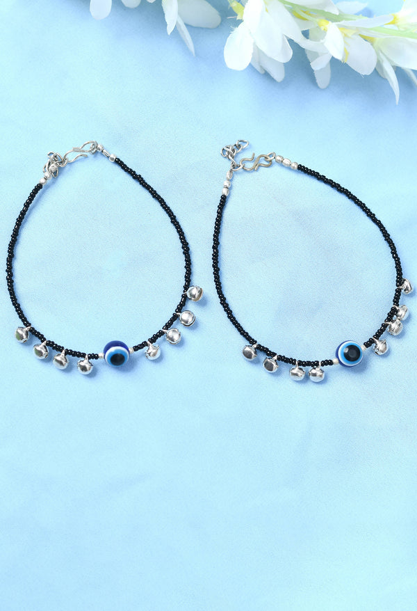 Johar Kamal Trendy Oxidised and Black Pearls Anklets with Ghungroo Jkpayal_018