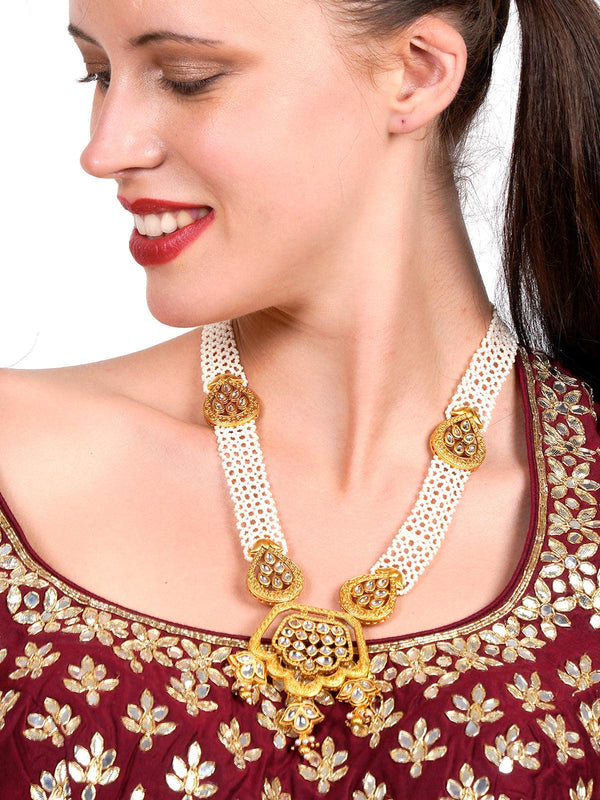 Women's Ancient Semiprecious Kundan & Pearl Choker With Earrings - Odette