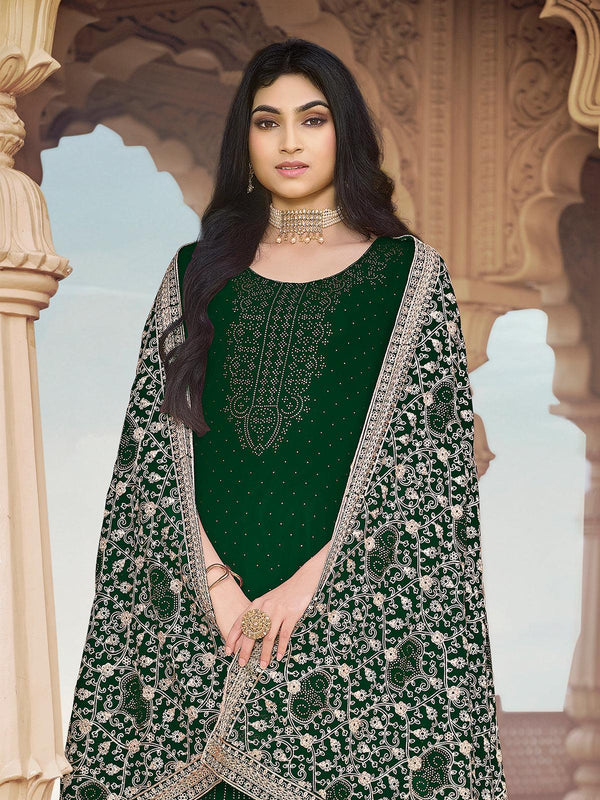 Women's Attractive Green Color Georgette Sharara Suit - Odette