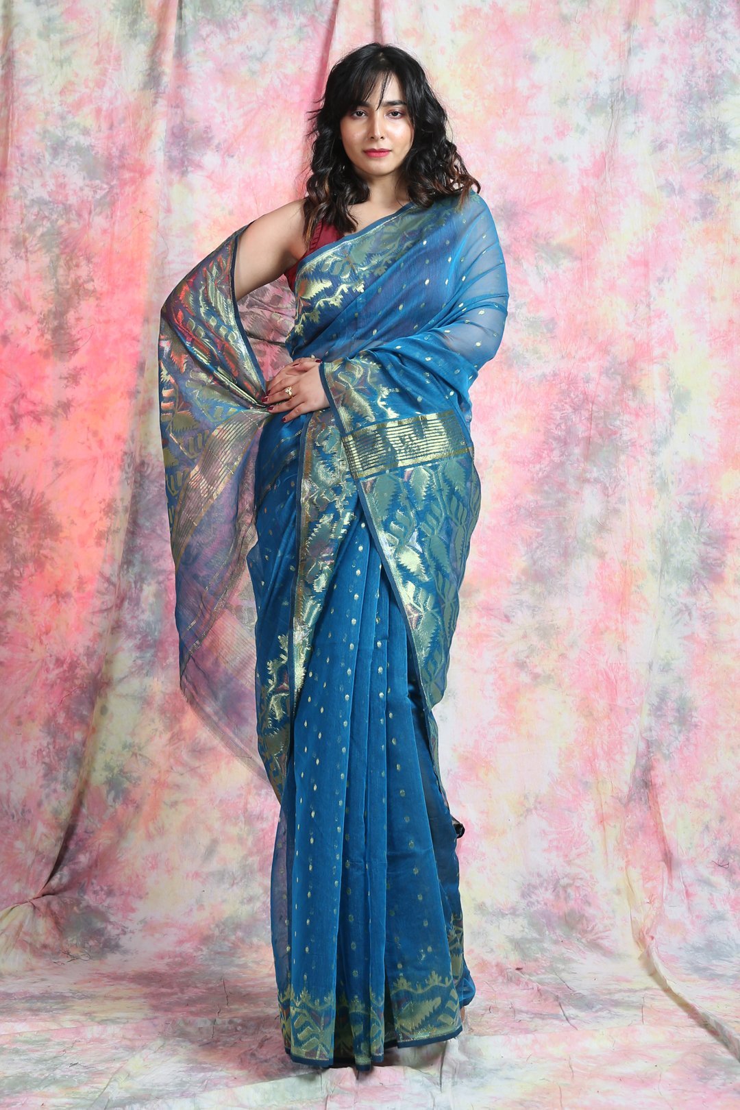 Women's Buta Weaving Jamdani Saree - Arhi