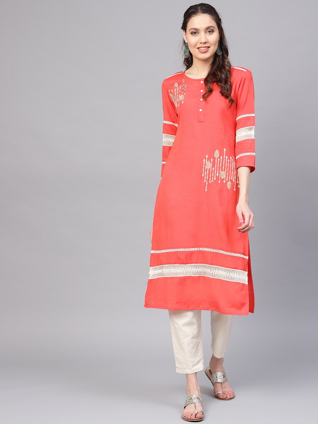 Women's Pink Straight Kurta - Yufta