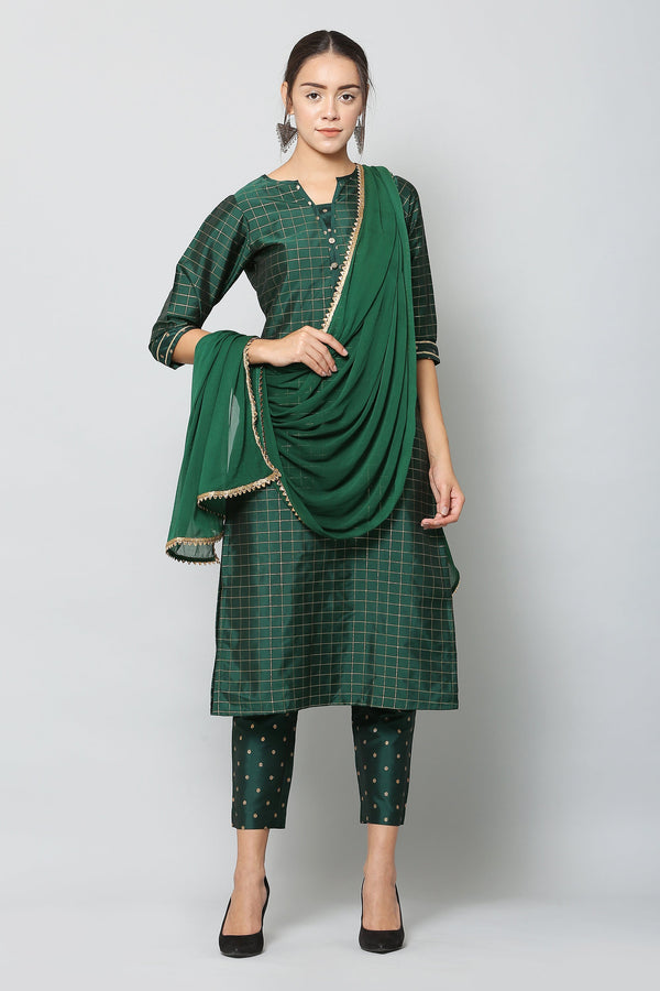 Women's Kurta And Pant With Dupatta Set - VAABA