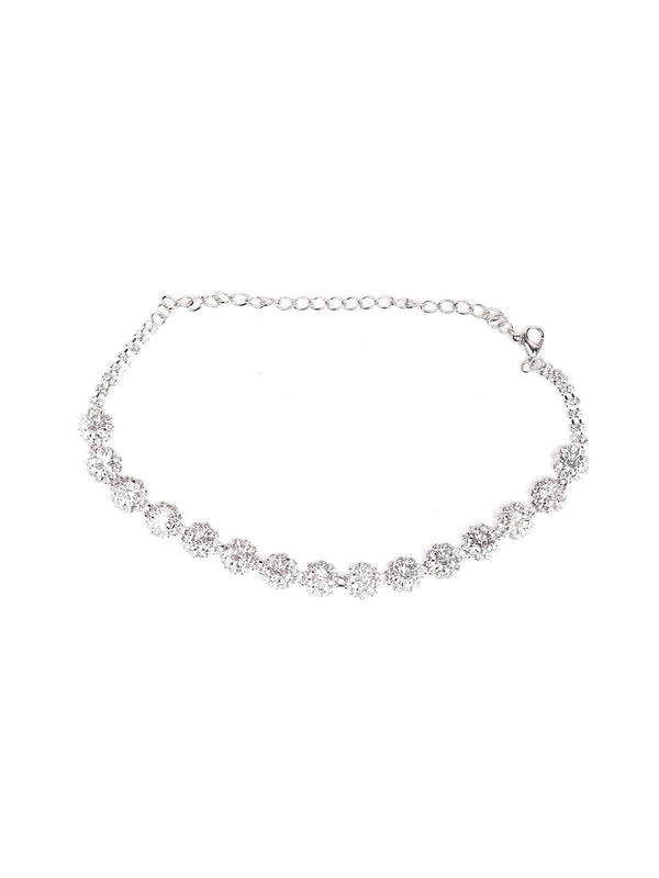 Women's Beautiful Crystal-Studded Choker-Silver - Odette