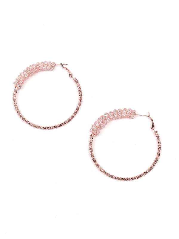 Women's Beautiful Pink Crystal Hoop Earrings - Odette