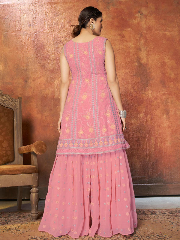 Women's Beautiful Pink Sharara Suit Set - Odette