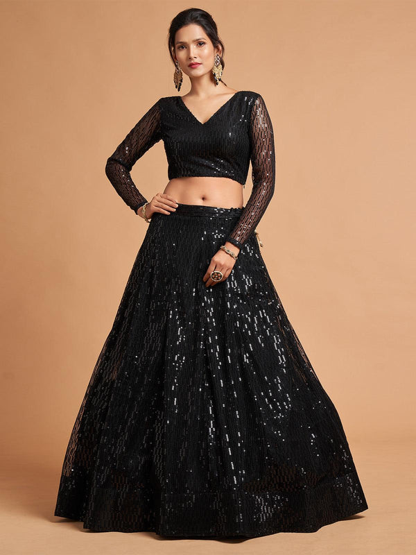 Women's Black Classy Lehenga Choli Set - Odette