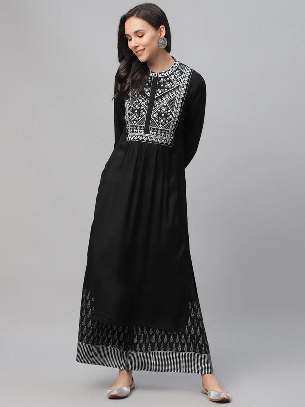 Black Embroidered Shantoon Kurta - Jashvi