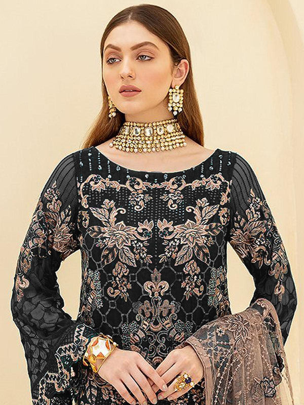 Women's Black Heavy Embroidered Salwas Suit Set - Odette