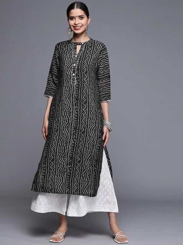 Black Printed Chanderi Silk Kurta - Jashvi