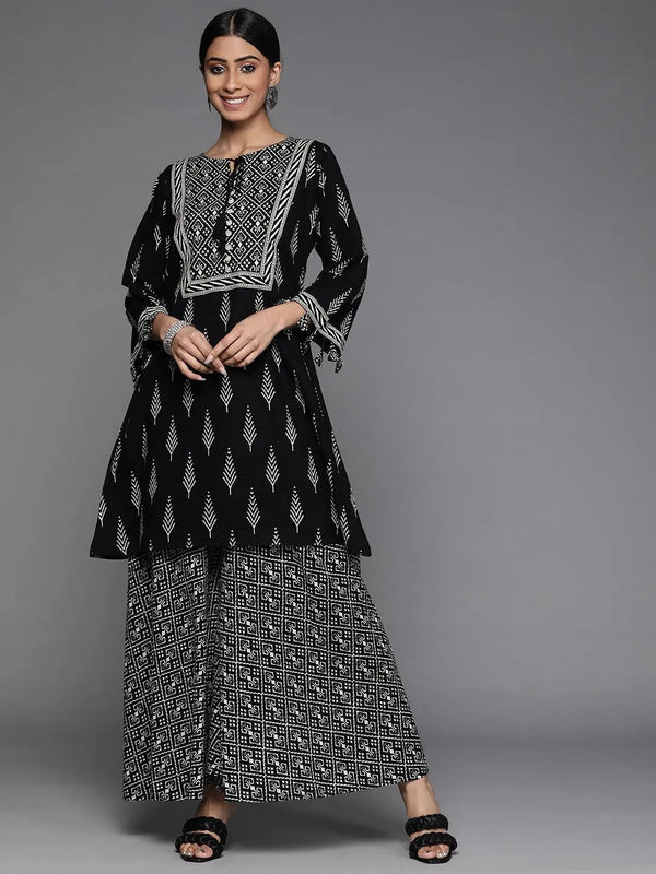 Black Printed Cotton Kurta Set - Jashvi