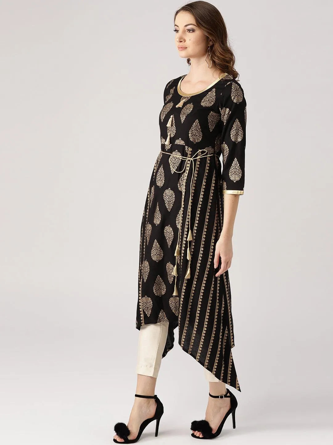 Black Printed Cotton Kurta - Jashvi