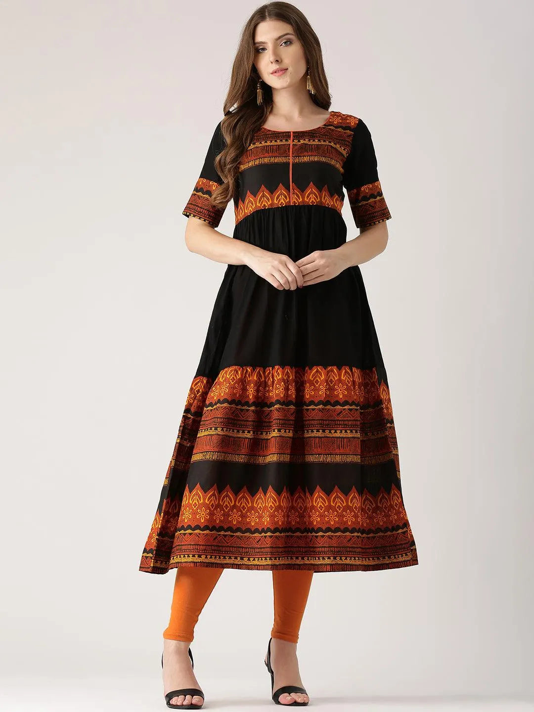 Black Printed Cotton Kurta - Jashvi