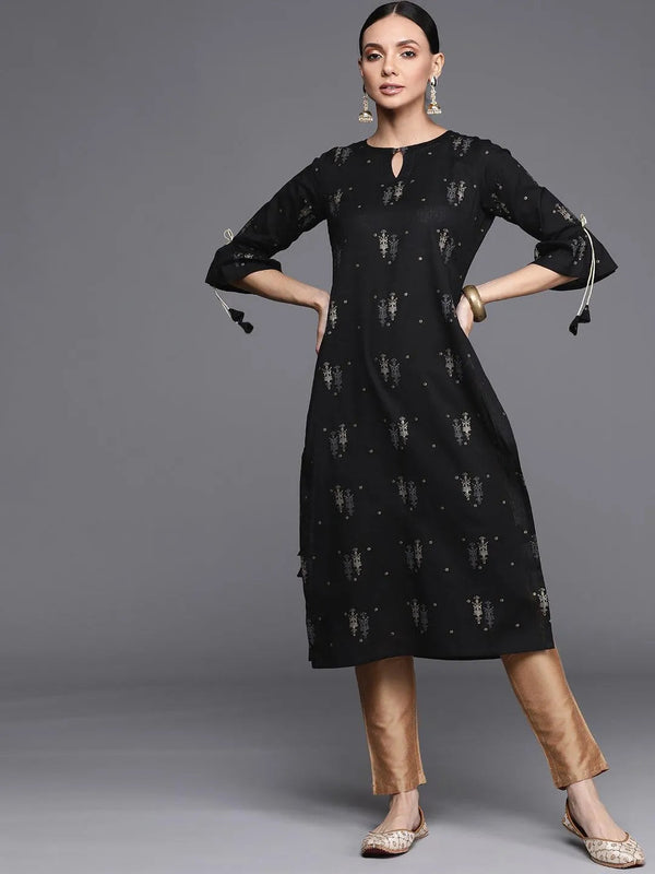 Black Printed Cotton Kurta - Jashvi