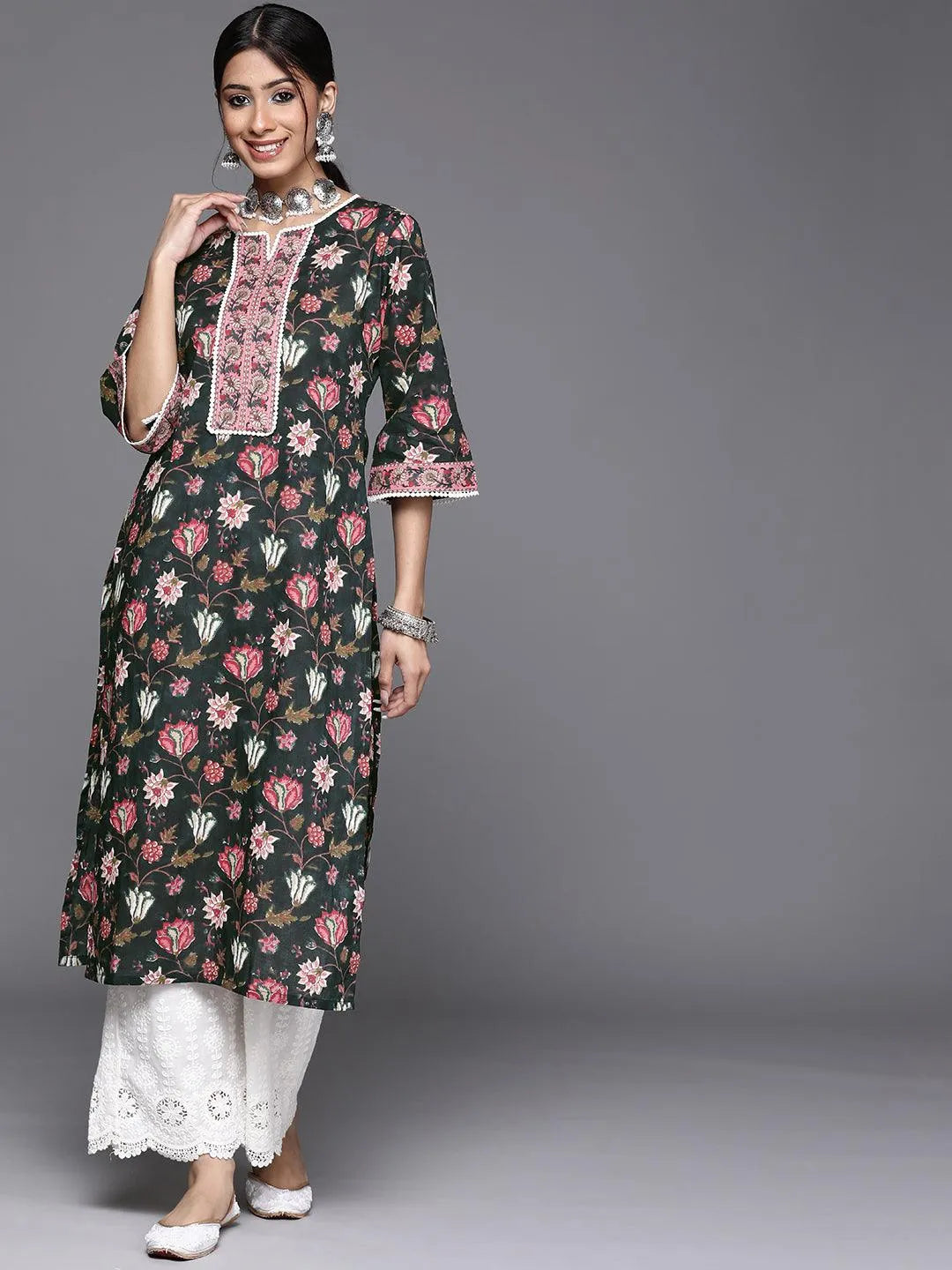 Black Printed Cotton Kurta - Jashvi