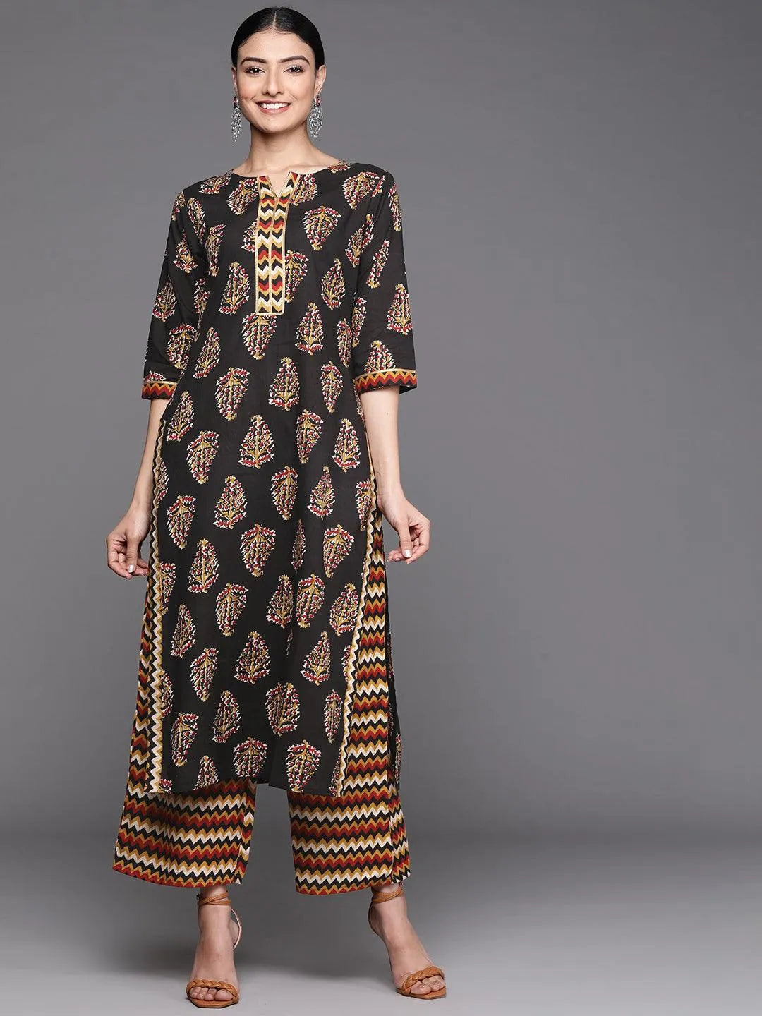 Black Printed Cotton Kurta - Jashvi