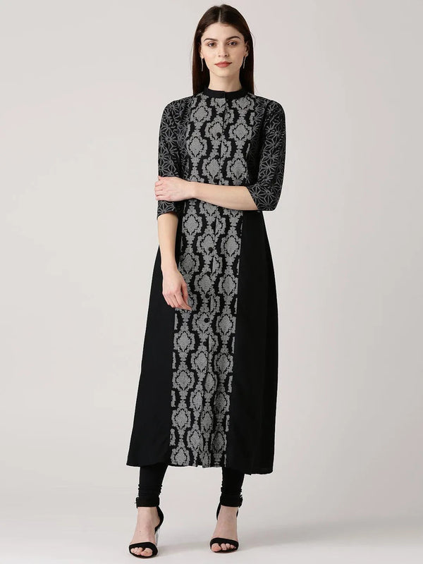 Black Printed Cotton Kurta - Jashvi