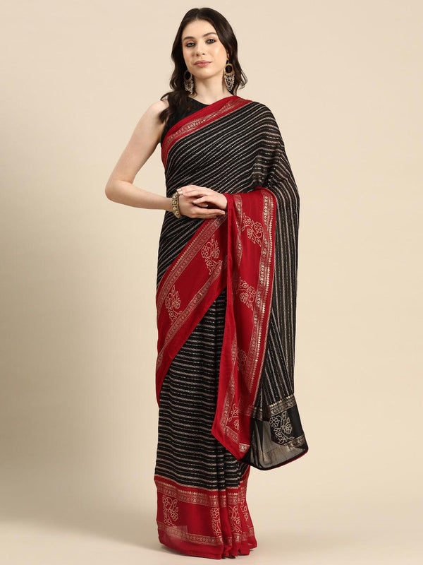 Black Printed Georgette Saree - Jashvi