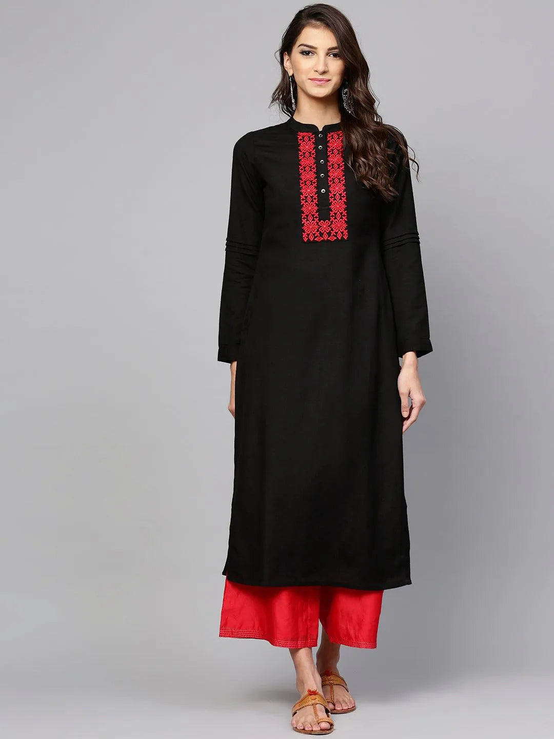 Black Printed Rayon Kurta - Jashvi