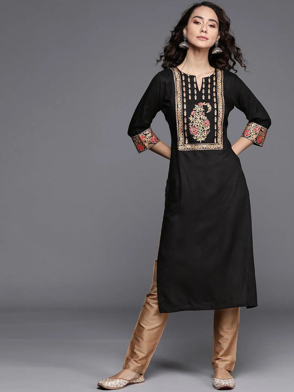 Black Printed Rayon Kurta - Jashvi