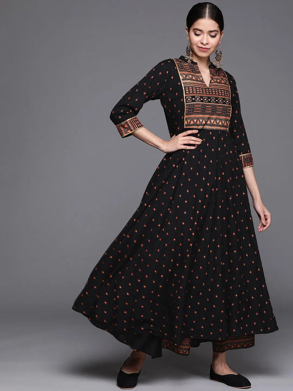 Black Printed Rayon Kurta - Jashvi