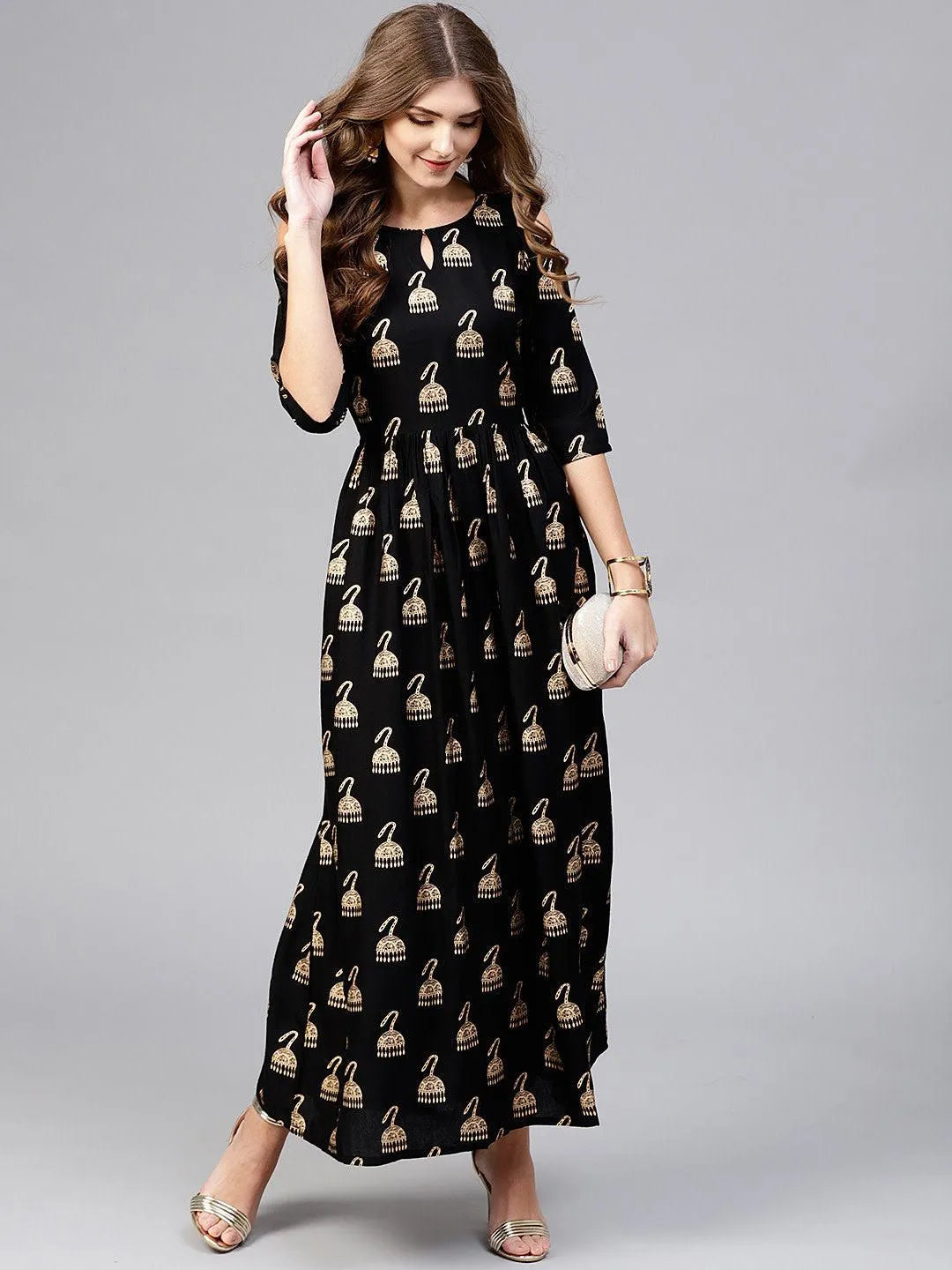 Black Solid Rayon Dress - Jashvi