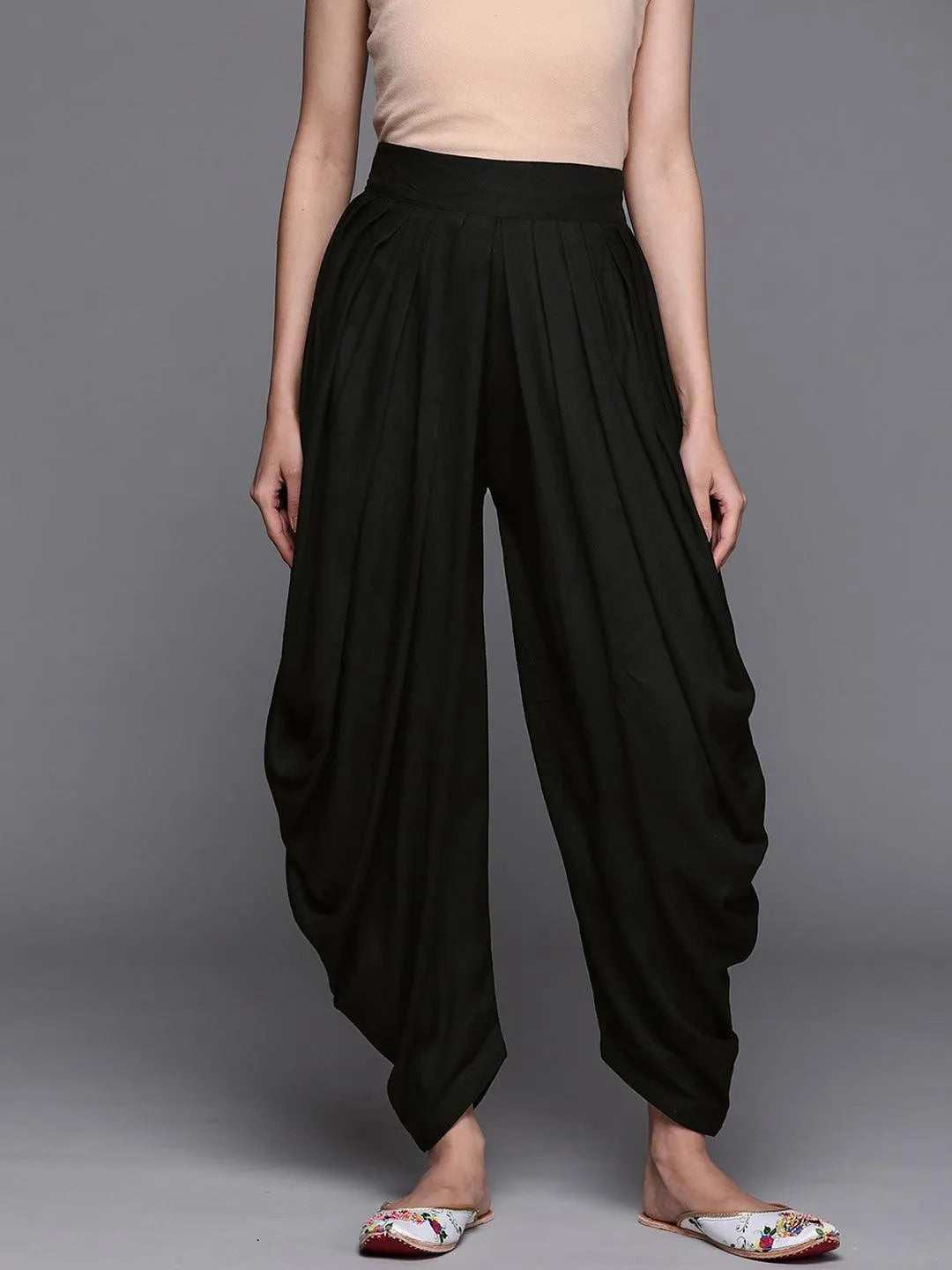 Black Solid Rayon Salwar Pants - Jashvi