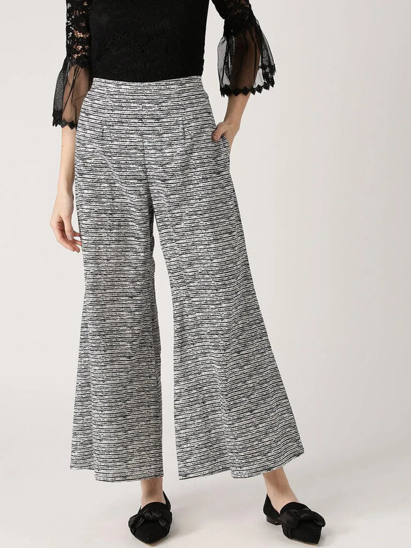 Black Striped Cotton Palazzos - Jashvi