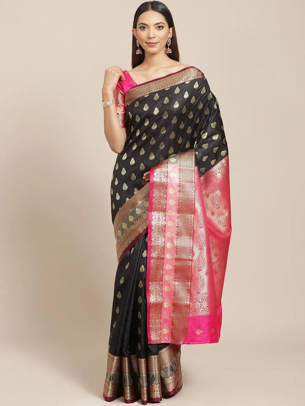 Black Woven Design Brocade Saree - Jashvi