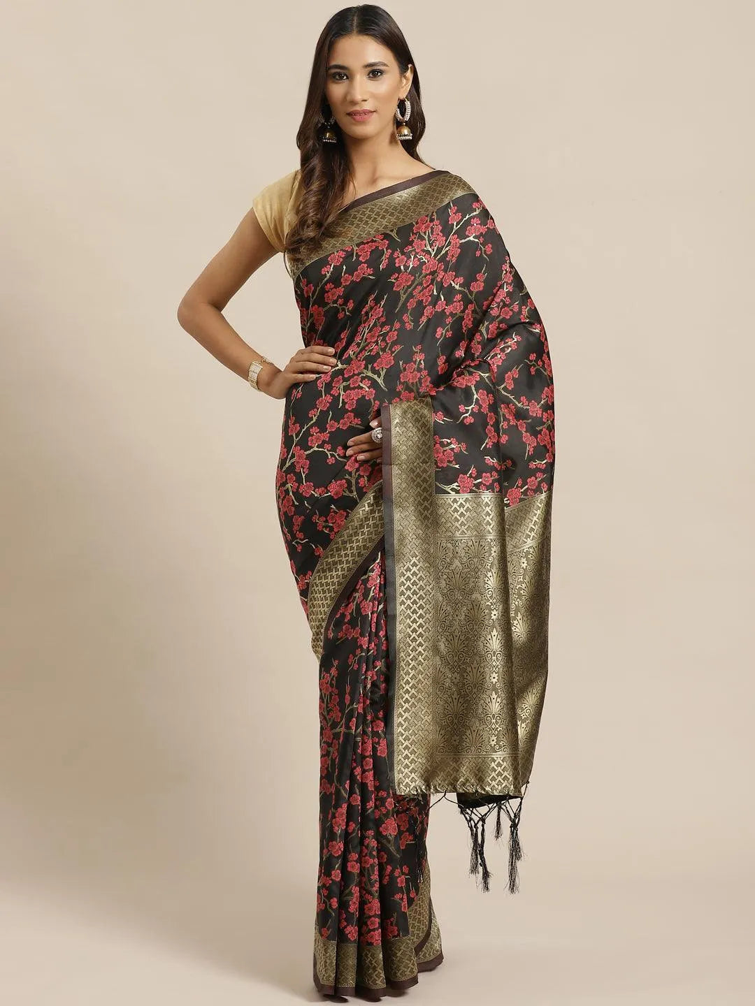 Black Woven Design Silk Saree - Jashvi