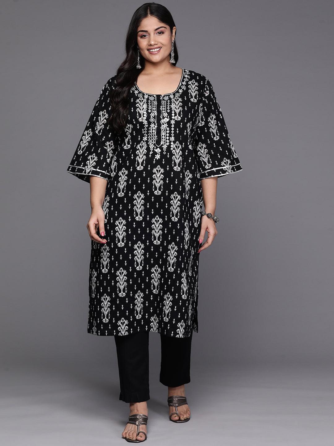 Black Yoke Design Cotton Straight Kurta - Jashvi