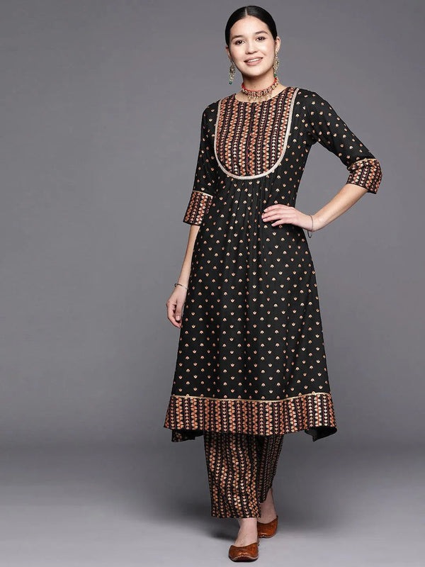 Black Yoke Design Rayon A-Line Kurta - Jashvi