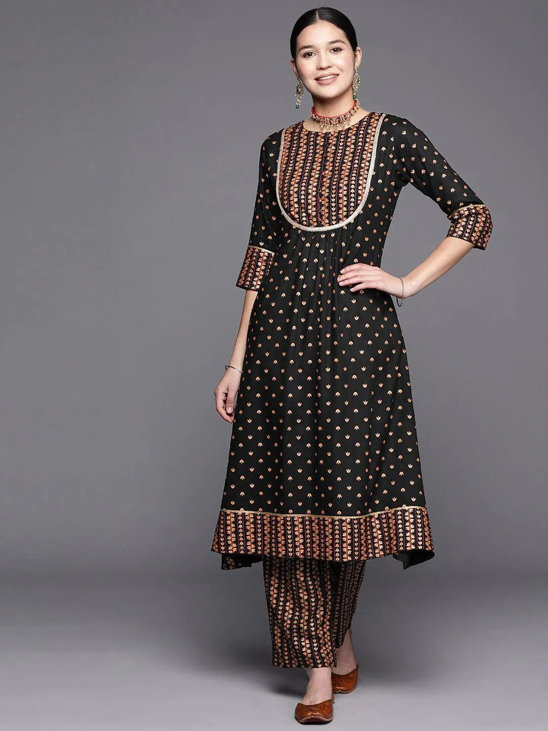 Black Yoke Design Rayon A-Line Kurta - Jashvi