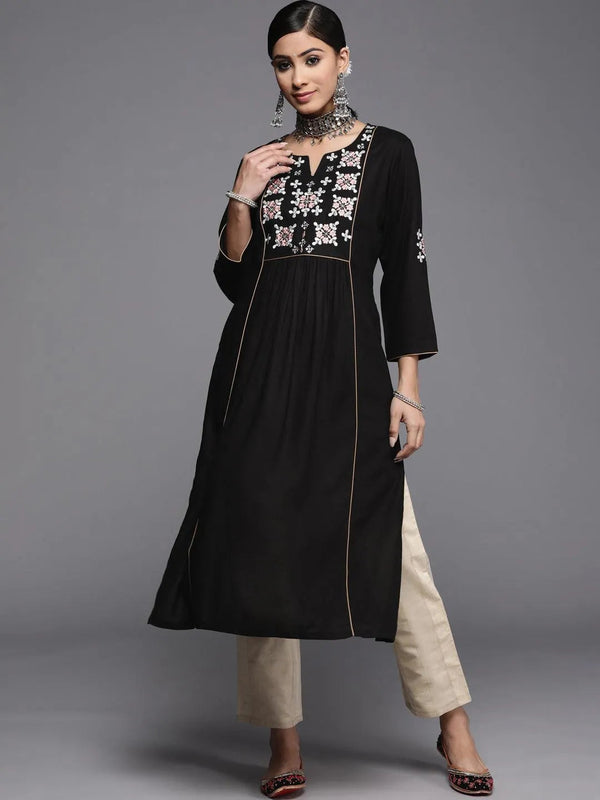 Black Yoke Design Rayon Kurta - Jashvi