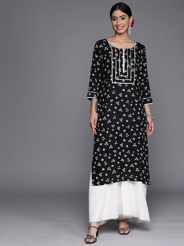 Black Yoke Design Rayon Straight Kurta - Jashvi