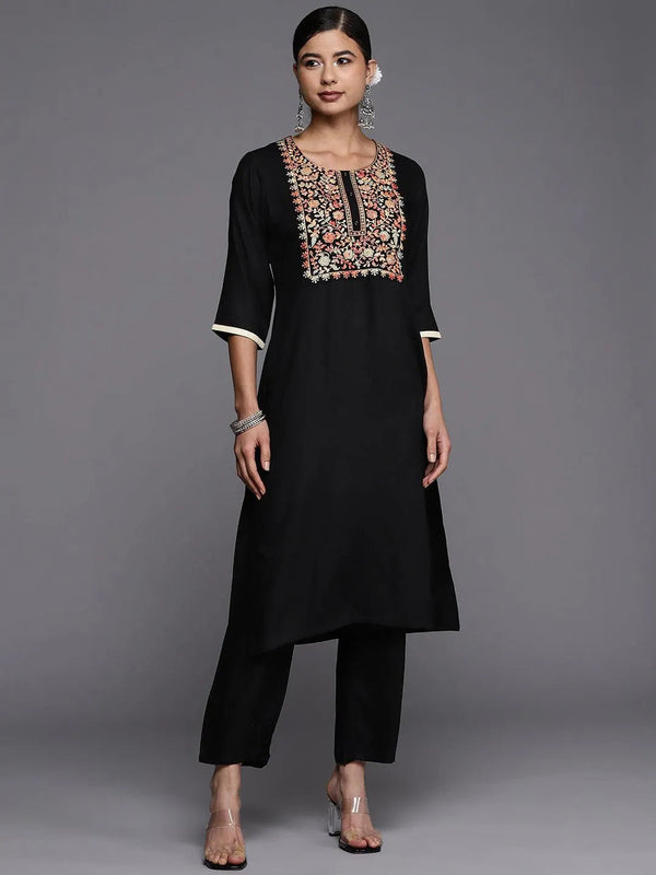 Black Yoke Design Wool Straight Kurta - Jashvi