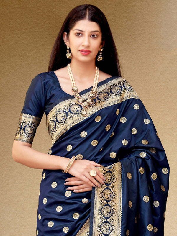 Women's Blue Color Traditional Wear Silk Saree - Odette