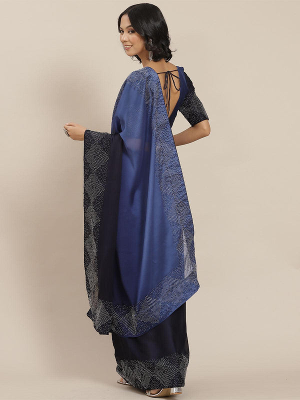 Women's Blue Designer Ombre Colored Art Silk Saree - Odette