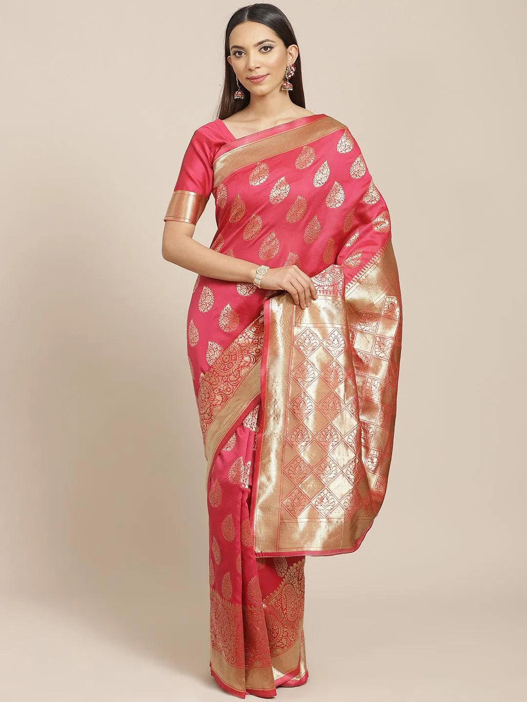 Blue Printed Brocade Saree - Jashvi