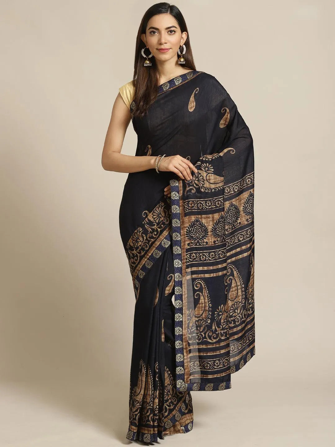 Blue Printed Chiffon Saree - Jashvi