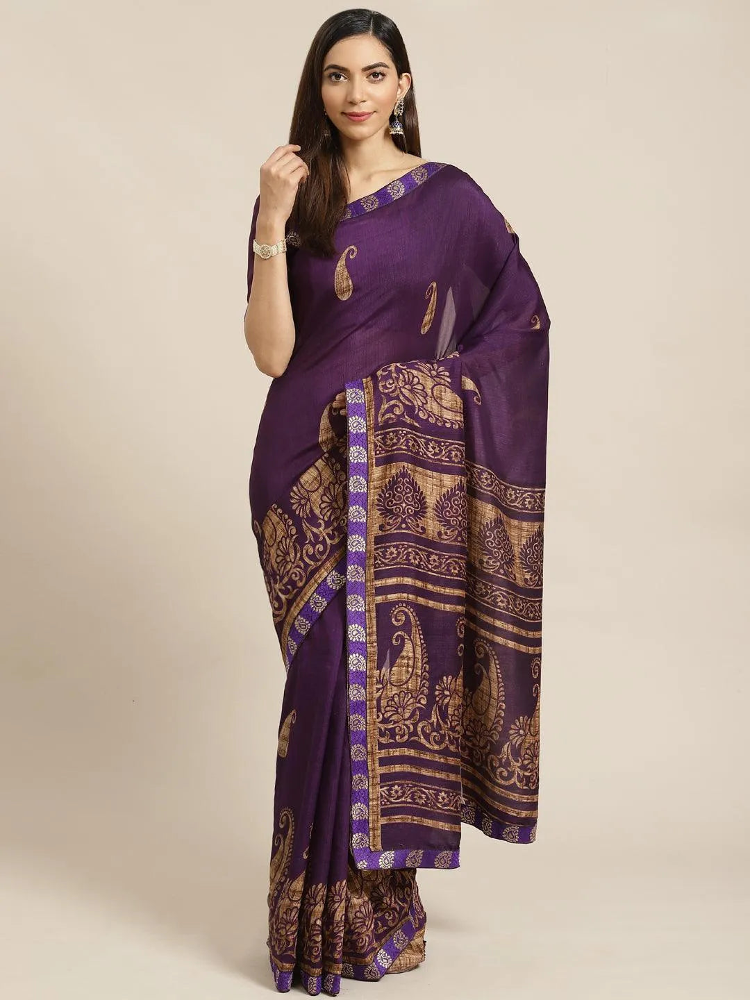 Blue Printed Chiffon Saree - Jashvi