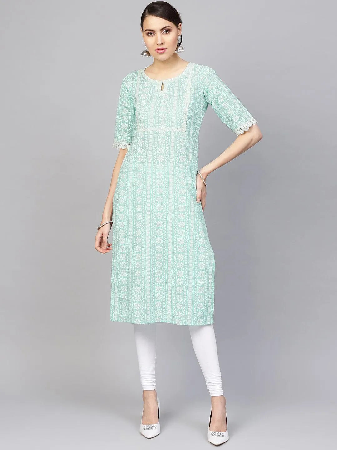 Blue Printed Cotton Kurta - Jashvi