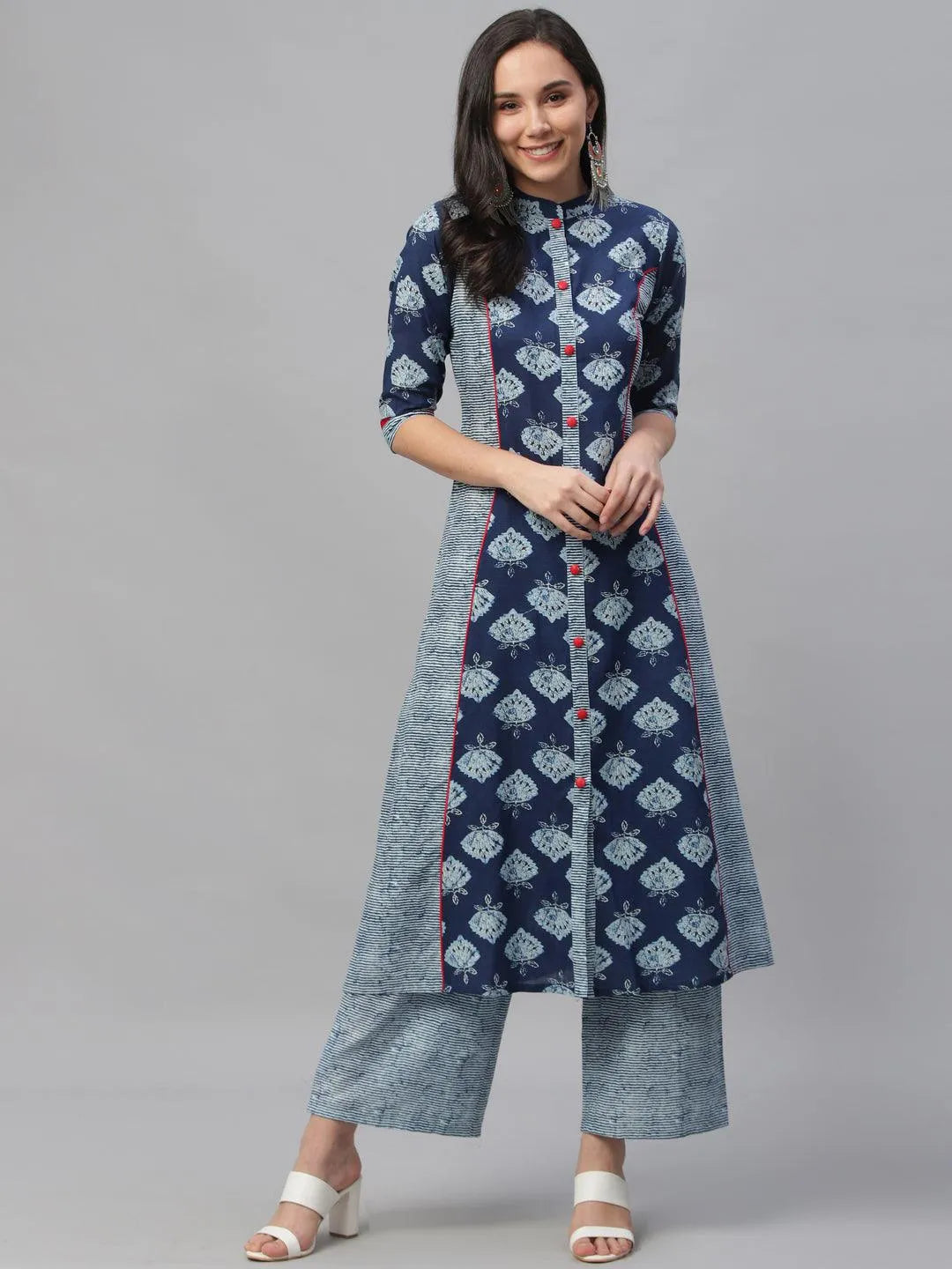 Blue Printed Cotton Kurta - Jashvi