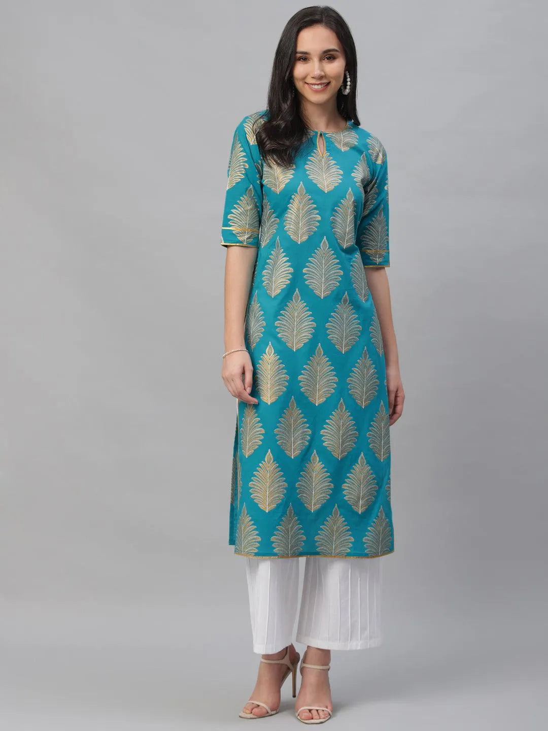 Blue Printed Cotton Kurta - Jashvi