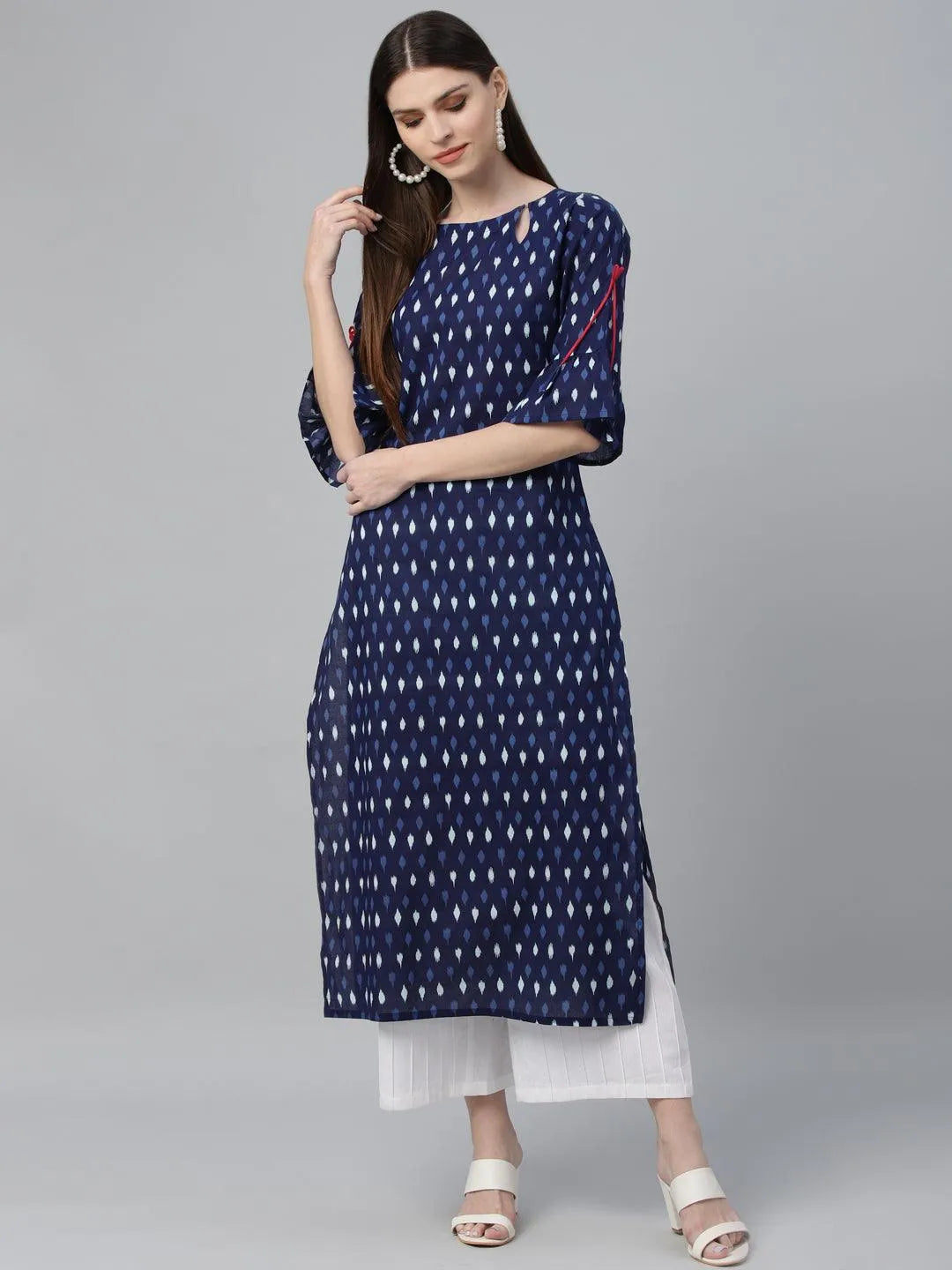 Blue Printed Cotton Kurta - Jashvi